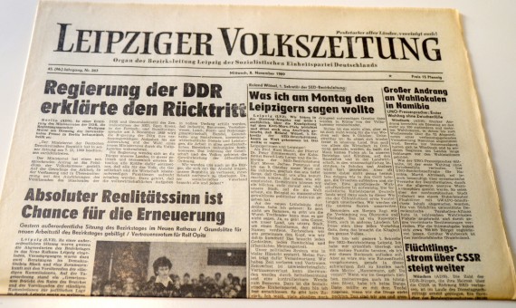 Titelseite Historische Ausgabe Leipziger Volkszeitung